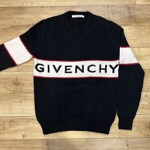 Givenchy Black and White Sweater with Red Trim